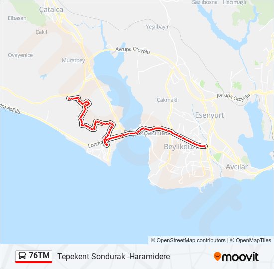 76TM bus Line Map