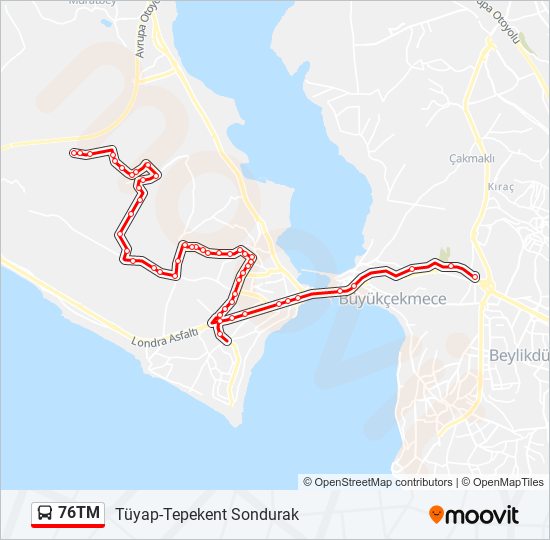 76TM otobüs Hattı Haritası