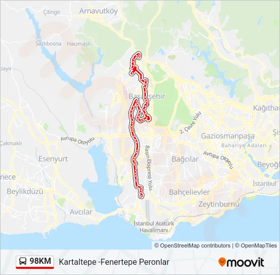98KM Bus Line Map