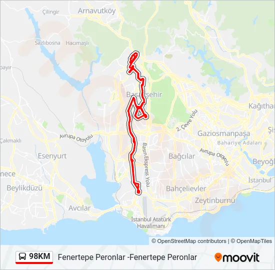 98KM Bus Line Map