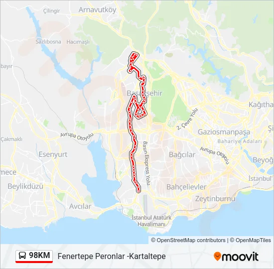 98KM Bus Line Map