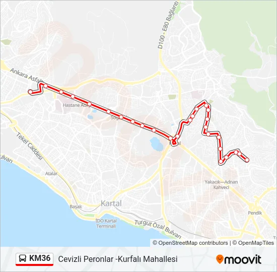 KM36 Bus Line Map