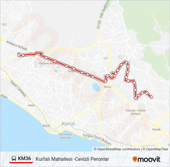 KM36 Bus Line Map