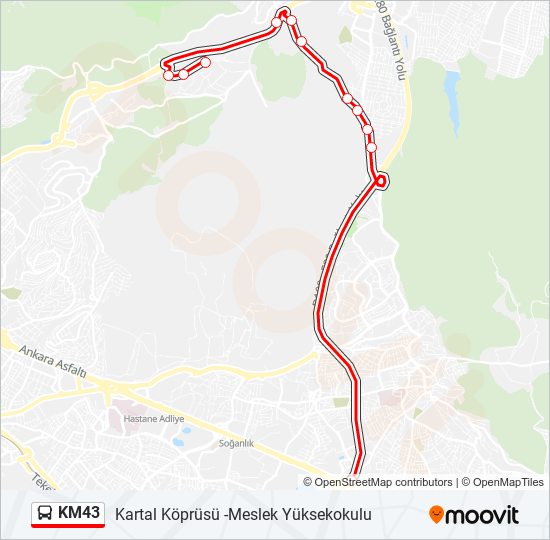 KM43 otobüs Hattı Haritası