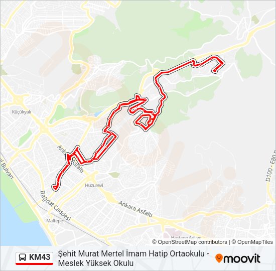 KM43 otobüs Hattı Haritası