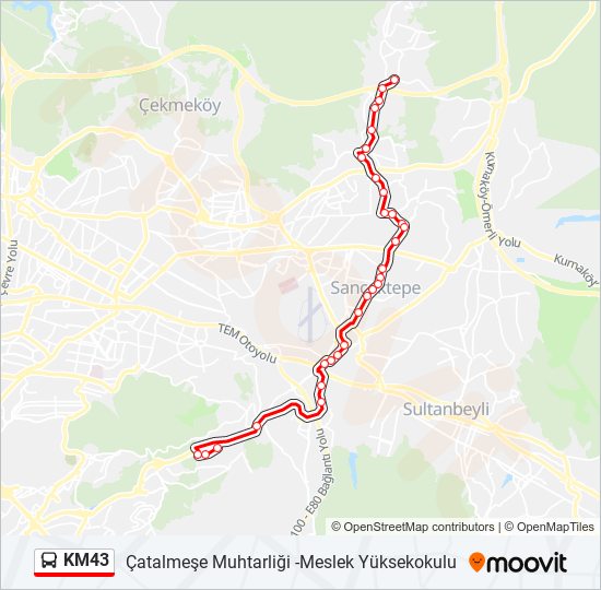 KM43 bus Line Map