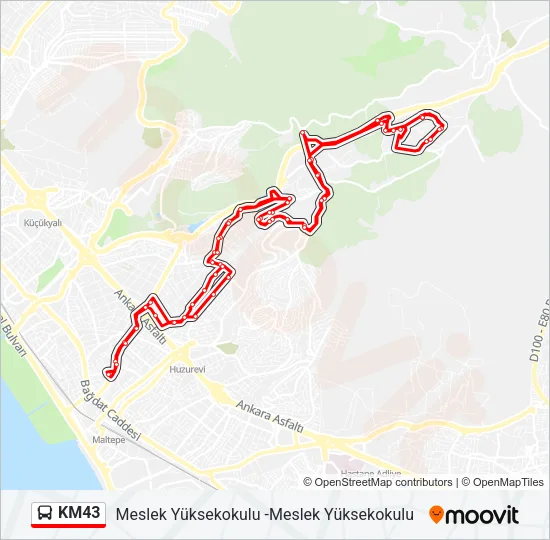 KM43 Bus Line Map