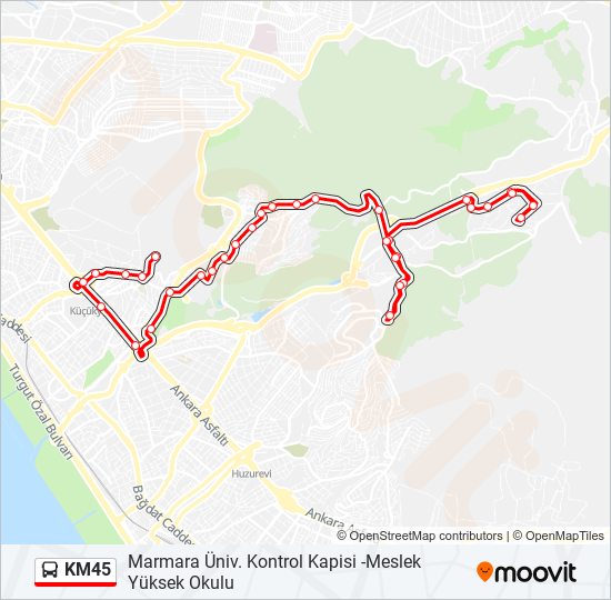KM45 bus Line Map