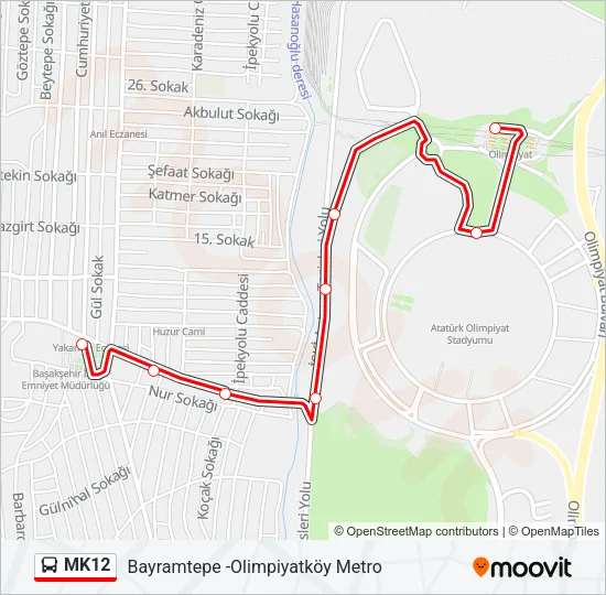 MK12 Bus Line Map