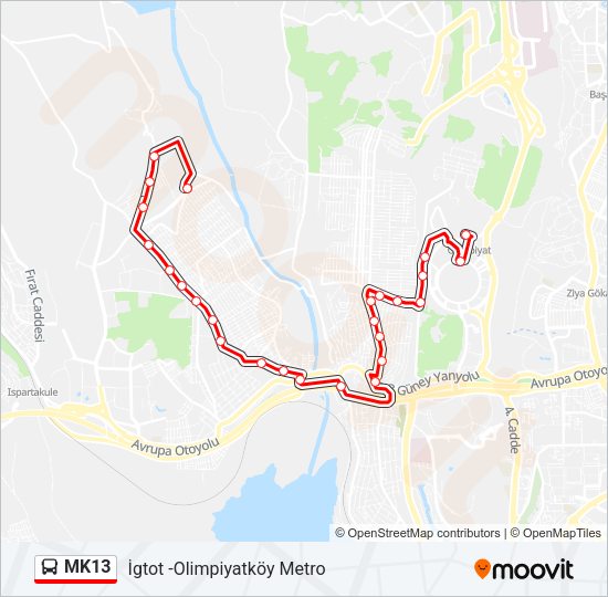 MK13 Bus Line Map