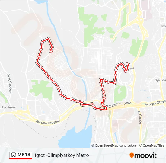 MK13 Bus Line Map