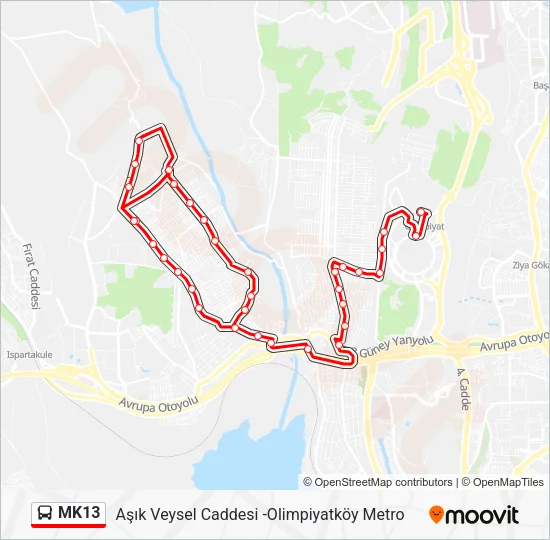 MK13 Bus Line Map