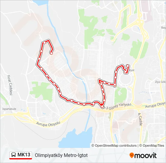 MK13 Bus Line Map