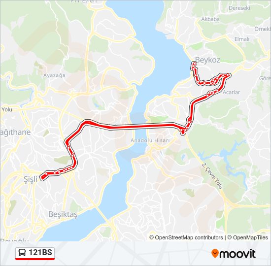 121BS otobüs Hattı Haritası