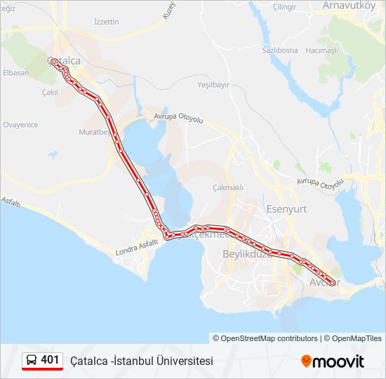 401 bus Line Map