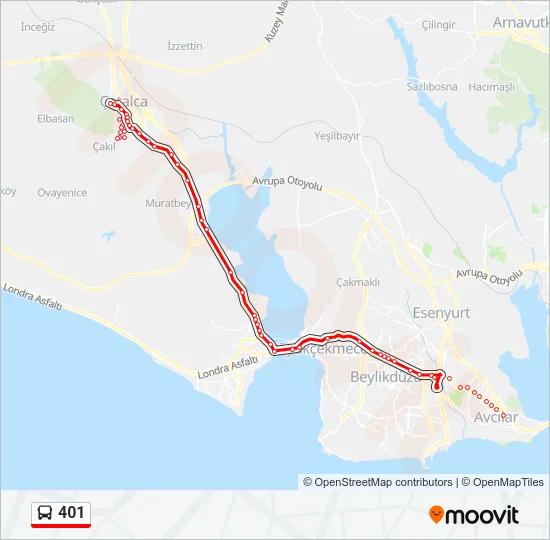 401 Bus Line Map