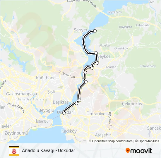 ANADOLU KAVAĞI - ÜSKÜDAR Ferry Line Map