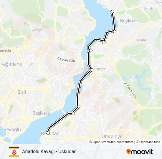 ANADOLU KAVAĞI - ÜSKÜDAR Ferry Line Map