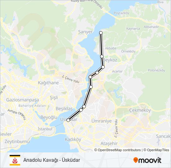 Anadolu Kavağı - Üsküdar ferry Line Map