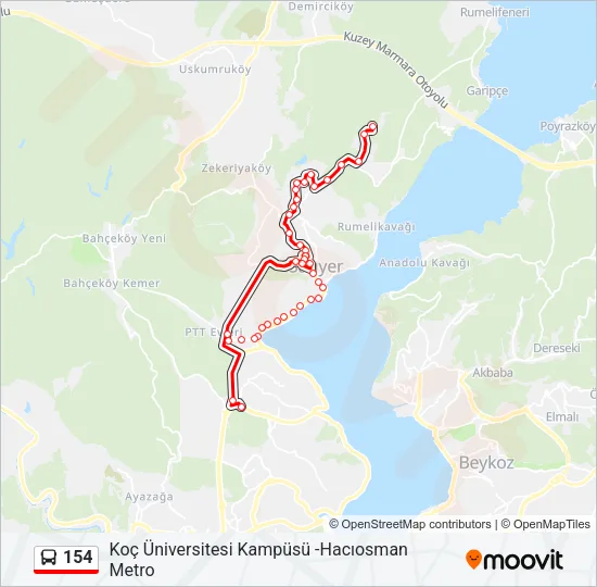 154 Bus Line Map