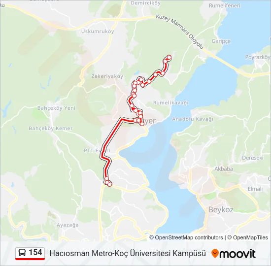 154 Bus Line Map