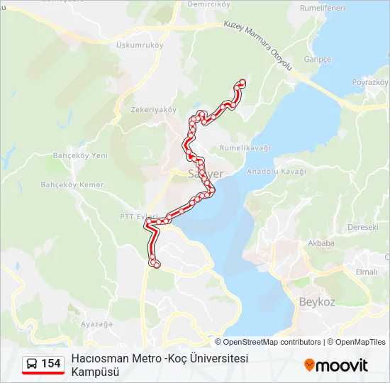 154 Bus Line Map
