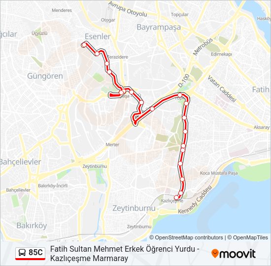 85C Bus Line Map