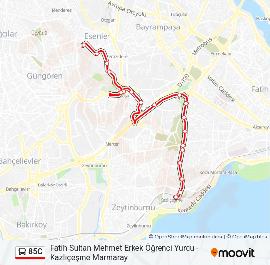 85C Bus Line Map