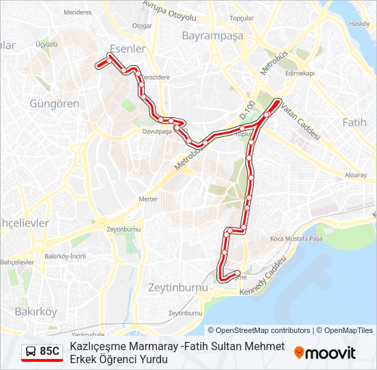 85C Bus Line Map