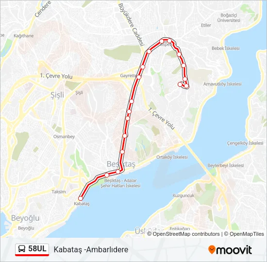 58UL Bus Line Map
