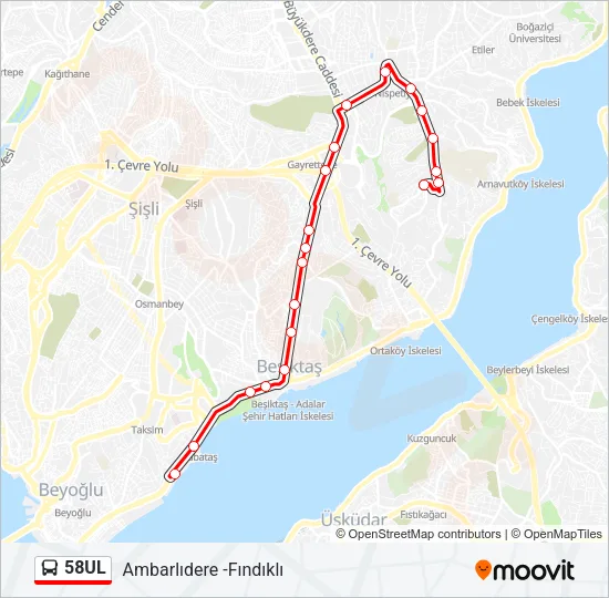58UL Bus Line Map