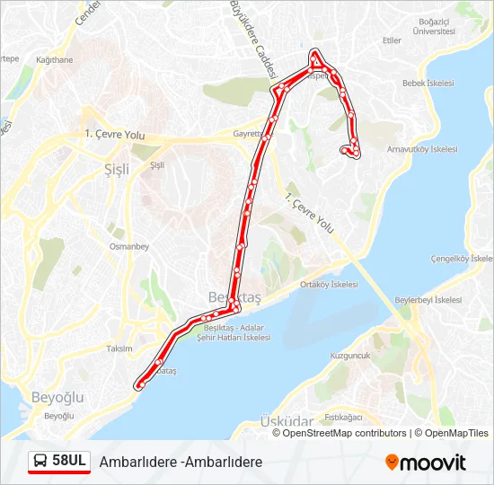 58UL Bus Line Map