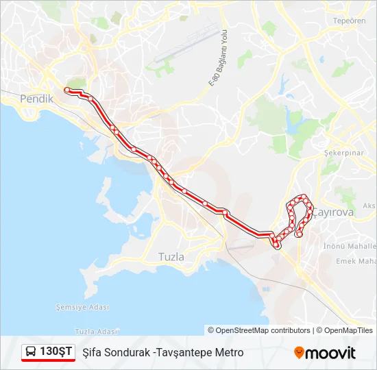 130ŞT Bus Line Map
