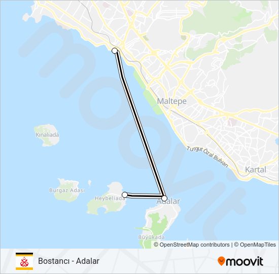 BOSTANCI - ADALAR vapur Hattı Haritası