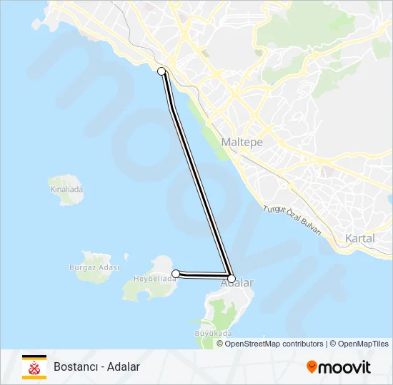 BOSTANCI - ADALAR Ferry Line Map