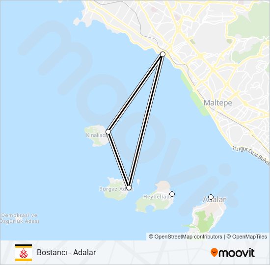 BOSTANCI - ADALAR vapur Hattı Haritası