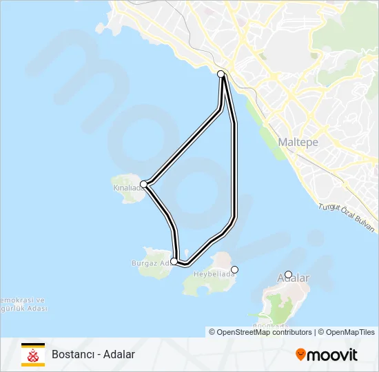 BOSTANCI - ADALAR Ferry Line Map