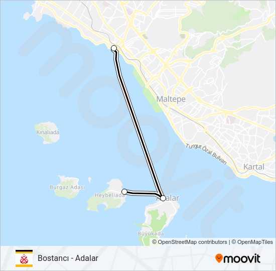 BOSTANCI - ADALAR Ferry Line Map