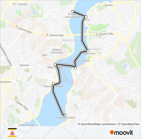 ÇENGELKÖY - İSTINYE vapur Hattı Haritası