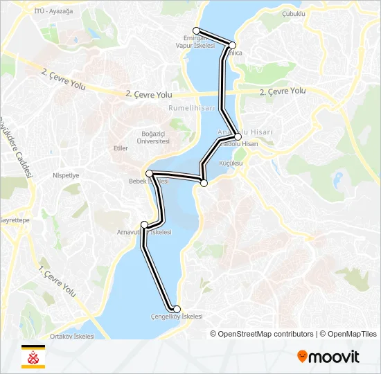 ÇENGELKÖY - İSTINYE Ferry Line Map