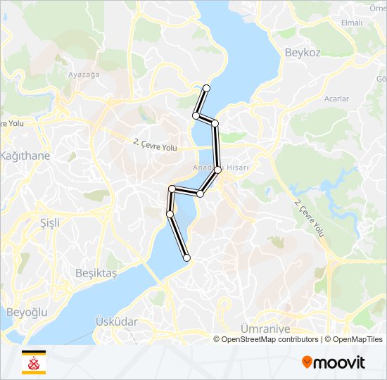 ÇENGELKÖY - İSTINYE ferry Line Map