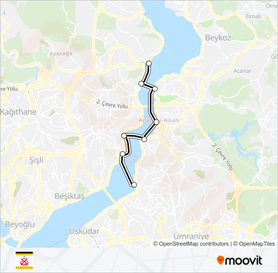 ÇENGELKÖY - İSTINYE Ferry Line Map