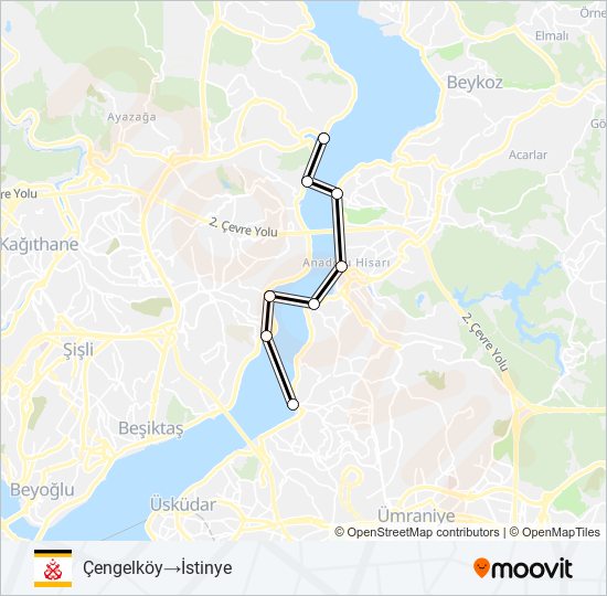 Çengelköy - İstinye ferry Line Map