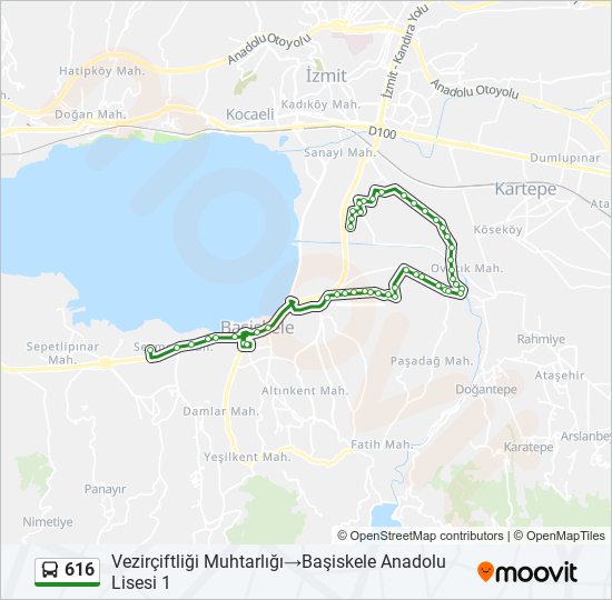 616 otobüs Hattı Haritası