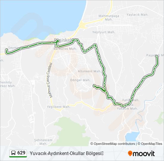 629 bus Line Map