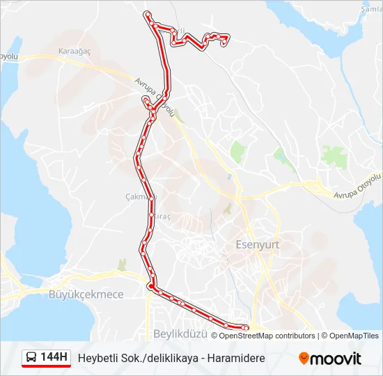 144H Bus Line Map