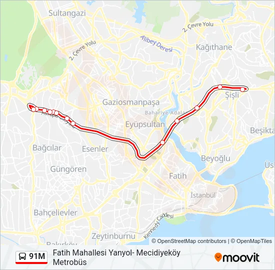 91M Bus Line Map