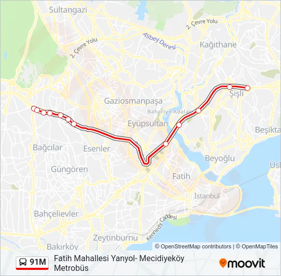 91M Bus Line Map