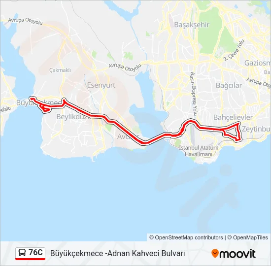 76C Bus Line Map