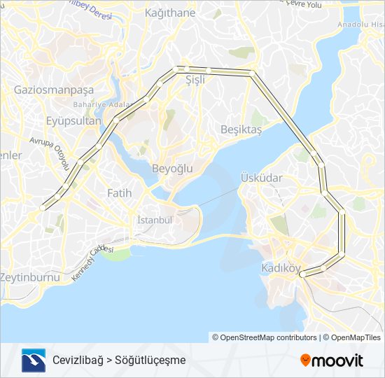 34A Metrobus Hattı Haritası